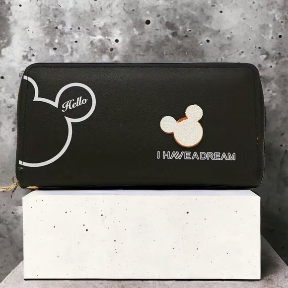 Minnie Mickey Mouse Wristlet Clutch Convertible Wallet Black - Picture 5 of 16